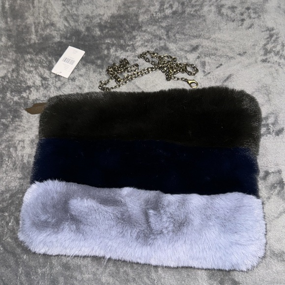 Anthropologie Remi Reid Trio Color Fur Purse NWT - Picture 3 of 7